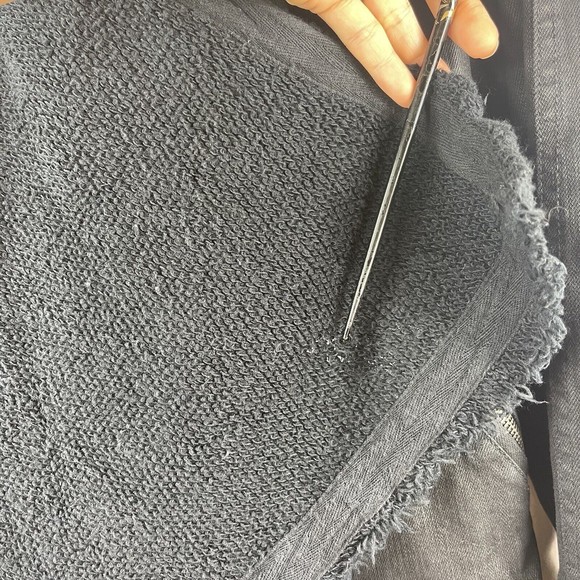 FREE PEOPLE Black Scarf Drape Moto Jacket Coated Faux Leather Twill Denim‎ Sz 10 - Picture 3 of 16